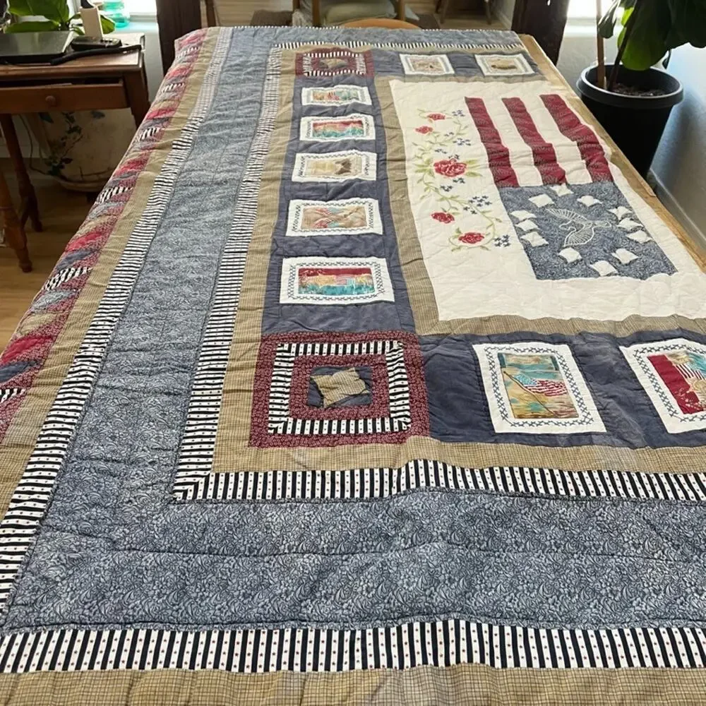 Vintage JCPenney's Home Collection Quilt Freedom Flag Patriotic 84